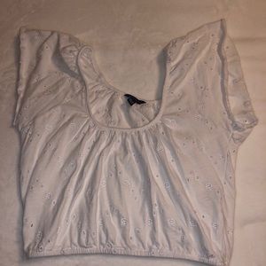 white floral crop shirt